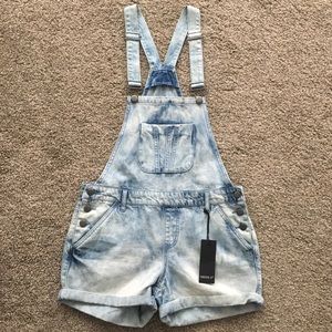 Forever 21 washed denim overall shorts.